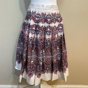 Talbots White and Red A-Line Skirt